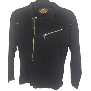 Harley Davidson Motorcycles Womens S Jacket Silver Zip Knit Cotton Black Biker